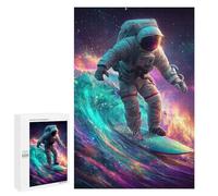 Puzzles for Adults 1000 PCS Astronaut Surfing Galaxy Wave Jigsaws for Adults Puzzle Difficult Challenge Help The Brain Exercise Unique Challenge Game 1000 PCS