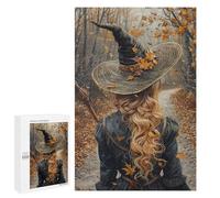 Puzzles for Adults 1000 PCS Autumn Witch Hat with Leaves Jigsaws for Adults Puzzle Difficult Challenge Help The Brain Exercise Unique Challenge Game 1000 PCS
