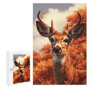 Puzzles for Adults 1000 PCS Autumnal Deer Portrait Jigsaws for Adults Puzzle Difficult Challenge Help The Brain Exercise Unique Challenge Game 1000 PCS
