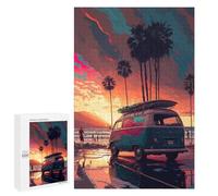 Puzzles for Adults 1000 PCS Beach Van Sunset Scene Puzzle for Adults Family Games Hand Speed Race Unique Birthday And Xmas Gifts 1000 PCS