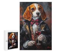 Puzzles for Adults 1000 PCS Beagle in Tuxedo with Wine Glass Jigsaws for Adults Puzzle Difficult Challenge Help The Brain Exercise Unique Challenge Game 1000 PCS