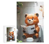 Puzzles for Adults 1000 PCS Bear Reading on Toilet Jigsaw for Adults Relaxing Games Analysis And Logic Unique Birthday And Xmas Gifts 1000 PCS