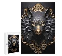 Puzzles for Adults 1000 PCS Black And Gold Royal Wolf Jigsaw for Teenagerss Pattern Assembly Parent-child Interaction Beautiful Design Game 1000 PCS
