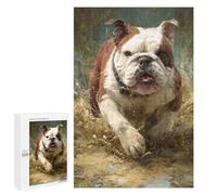 Puzzles for Adults 1000 PCS Bulldog Running in Water Puzzles for Teenagers Staycation Kill Time Help The Brain Exercise Unique Birthday And Xmas Gifts 1000 PCS