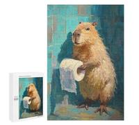 Puzzles for Adults 1000 PCS Capybara with Toilet Paper Roll Puzzles for Teenagers Staycation Kill Time Help The Brain Exercise Unique Birthday And Xmas Gifts 1000 PCS