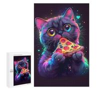 Puzzles for Adults 1000 PCS Cat Eating Pizza Puzzles for Adults Family Games Stress Reliever Unique Birthday And Xmas Gifts 1000 PCS