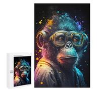 Puzzles for Adults 1000 PCS Charming Chimpanzee with Glasses-1 Jigsaw Puzzles for Teenagerss Stress Reliever Educational Challenge Christmas Birthday Gifts 1000 PCS