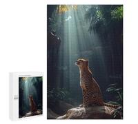 Puzzles for Adults 1000 PCS Cheetah in Jungle Sunlight Jigsaw for Teenagerss Pattern Assembly Parent-child Interaction Beautiful Design Game 1000 PCS