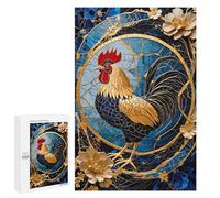 Puzzles for Adults 1000 PCS Chicken Rooster Kintsugi Art Jigsaw for Adults Relaxing Games Analysis And Logic Unique Birthday And Xmas Gifts 1000 PCS