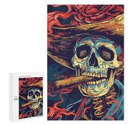 Puzzles for Adults 1000 PCS Cigar Smoking Skeleton Jigsaws for Adults Relaxing Games Enhance Memory Unique Birthday And Xmas Gifts 1000 PCS