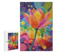 Puzzles for Adults 1000 PCS Colorful Dot Art Flower Painting Jigsaws for Adults Puzzle Difficult Challenge Help The Brain Exercise Unique Challenge Game 1000 PCS