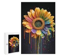 Puzzles for Adults 1000 PCS Colorful Dripping Sunflower Art Puzzle For Teenagers Improve Memory Challenging To Complete Challenging Family Fun Game 1000 PCS