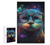 Puzzles for Adults 1000 PCS Colorful Otter Glasses Art Jigsaw for Teenagerss Pattern Assembly Parent-child Interaction Beautiful Design Game 1000 PCS