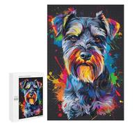 Puzzles for Adults 1000 PCS Colorful Schnauzer Art Print Puzzle For Teenagers Improve Memory Challenging To Complete Challenging Family Fun Game 1000 PCS