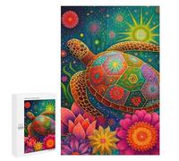 Puzzles for Adults 1000 PCS Colorful Sea Turtle Art Print Jigsaws for Adults Puzzle Difficult Challenge Help The Brain Exercise Unique Challenge Game 1000 PCS