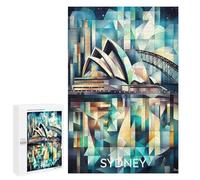 Puzzles for Adults 1000 PCS Cubist Sydney Skyline with Opera House And Harbour Bridge Jigsaws for Adults Relaxing Games Enhance Memory Unique Birthday And Xmas Gifts 1000 PCS