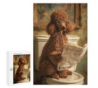 Puzzles for Adults 1000 PCS Curly Poodle Reading Newspaper on Toilet Jigsaw Puzzles for Adults But Fun And Humorous for Birthday, Chrismas Christmas Birthday Gifts 1000 PCS