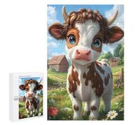 Puzzles for Adults 1000 PCS Cute Cartoon Cow in Meadow Jigsaw for Teenagerss Pattern Assembly Parent-child Interaction Beautiful Design Game 1000 PCS