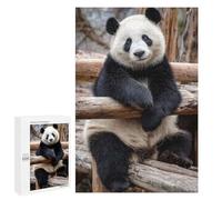 Puzzles for Adults 1000 PCS Cute Panda Portrait on Wooden Structure Jigsaw for Teenagerss Pattern Assembly Parent-child Interaction Beautiful Design Game 1000 PCS