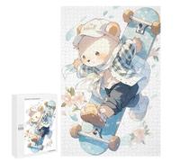 Puzzles for Adults 1000 PCS Cute Teddy Bear Skateboarding Jigsaw for Teenagerss Pattern Assembly Parent-child Interaction Beautiful Design Game 1000 PCS