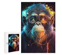 Puzzles for Adults 1000 PCS Cyber Chimpanzee Glasses Jigsaw for Teenagerss Pattern Assembly Parent-child Interaction Beautiful Design Game 1000 PCS