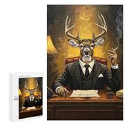 Puzzles for Adults 1000 PCS Deer in Suit Painting Jigsaw for Adults Relaxing Games Analysis And Logic Unique Birthday And Xmas Gifts 1000 PCS