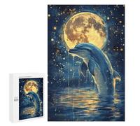 Puzzles for Adults 1000 PCS Dolphin Under Moonlight Jigsaws for Adults Relaxing Games Enhance Memory Unique Birthday And Xmas Gifts 1000 PCS