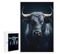 Puzzles for Adults 1000 PCS Dramatic Portrait of A Black Bull Jigsaw for Teenagerss Pattern Assembly Parent-child Interaction Beautiful Design Game 1000 PCS