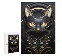 Puzzles for Adults 1000 PCS Elegant Golden Black Cat Jigsaw for Teenagerss Pattern Assembly Parent-child Interaction Beautiful Design Game 1000 PCS