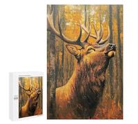 Puzzles for Adults 1000 PCS Elk Painting Forest Scene Jigsaws for Adults Puzzle Difficult Challenge Help The Brain Exercise Unique Challenge Game 1000 PCS