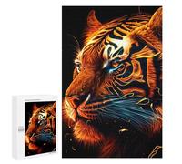 Puzzles for Adults 1000 PCS Flame Tiger Portrait Puzzles for Adults Family Games Stress Reliever Unique Birthday And Xmas Gifts 1000 PCS