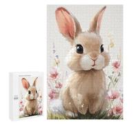 Puzzles for Adults 1000 PCS Floral Bunny Art Print -1 Puzzles for Teenagers Staycation Kill Time Help The Brain Exercise Unique Birthday And Xmas Gifts 1000 PCS