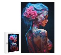 Puzzles for Adults 1000 PCS Floral Neon Girl Jigsaw for Teenagerss Pattern Assembly Parent-child Interaction Beautiful Design Game 1000 PCS