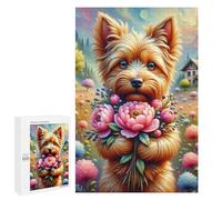 Puzzles for Adults 1000 PCS Floral Yorkshire Terrier Fantasy Jigsaw for Teenagerss Pattern Assembly Parent-child Interaction Beautiful Design Game 1000 PCS