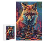 Puzzles for Adults 1000 PCS Fox Chess Strategy Art Print -3 Jigsaws for Adults Puzzle Difficult Challenge Help The Brain Exercise Unique Challenge Game 1000 PCS