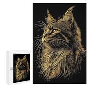 Puzzles for Adults 1000 PCS Golden Maine Coon Cat Portrait Jigsaw for Adults Relaxing Games Presents for Women Challenging Game Gifts 1000 PCS