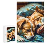 Puzzles for Adults 1000 PCS Golden Retrievers Resting on Comfortable Bed Jigsaw for Teenagerss Pattern Assembly Parent-child Interaction Beautiful Design Game 1000 PCS