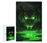 Puzzles for Adults 1000 PCS Green Tiger in Water Jigsaw for Teenagerss Pattern Assembly Parent-child Interaction Beautiful Design Game 1000 PCS