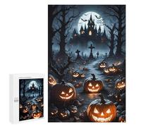 Puzzles for Adults 1000 PCS Halloween Spooky Night Scene Jigsaw for Teenagerss Pattern Assembly Parent-child Interaction Beautiful Design Game 1000 PCS