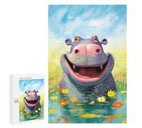Puzzles for Adults 1000 PCS Happy Hippo in Flowers Puzzles for Adults Family Games Stress Reliever Unique Birthday And Xmas Gifts 1000 PCS