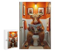 Puzzles for Adults 1000 PCS Highland Cow Toilet Humor Jigsaws for Adults Relaxing Games Enhance Memory Unique Birthday And Xmas Gifts 1000 PCS