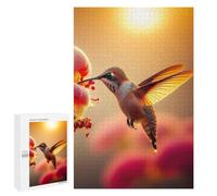 Puzzles for Adults 1000 PCS Hummingbird And Flower in Golden Light Jigsaws for Adults Relaxing Games Enhance Memory Unique Birthday And Xmas Gifts 1000 PCS