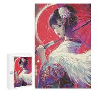 Puzzles for Adults 1000 PCS Japanese Geisha with Sword Jigsaws for Adults Puzzle Difficult Challenge Help The Brain Exercise Unique Challenge Game 1000 PCS