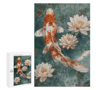 Puzzles for Adults 1000 PCS Japanese Koi Aquatic Grace Jigsaw for Adults Relaxing Games Analysis And Logic Unique Birthday And Xmas Gifts 1000 PCS