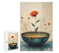Puzzles for Adults 1000 PCS Japanese Wabi Sabi Flowers in A Bowl Jigsaw for Teenagerss Pattern Assembly Parent-child Interaction Beautiful Design Game 1000 PCS