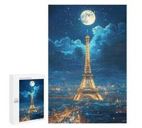 Puzzles for Adults 1000 PCS Paris Night Moonlit Eiffel Tower Puzzles for Teenagers Staycation Kill Time Help The Brain Exercise Unique Birthday And Xmas Gifts 1000 PCS