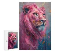 Puzzles for Adults 1000 PCS Pink Lion Art Print-5 Jigsaws for Adults Puzzle Difficult Challenge Help The Brain Exercise Unique Challenge Game 1000 PCS