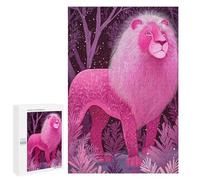 Puzzles for Adults 1000 PCS Pink Lion in A Forest Illustration Jigsaw Puzzles for Teenagerss Stress Reliever Educational Challenge Christmas Birthday Gifts 1000 PCS