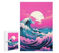 Puzzles for Adults 1000 PCS Pink Sunset Wave Puzzles for Adults Hands-on Game But Fun And Humorous Christmas Birthday Gifts 1000 PCS