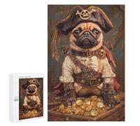 Puzzles for Adults 1000 PCS Pirate Pug Treasure Chest Jigsaw Puzzles for Adults But Fun And Humorous for Birthday, Chrismas Christmas Birthday Gifts 1000 PCS